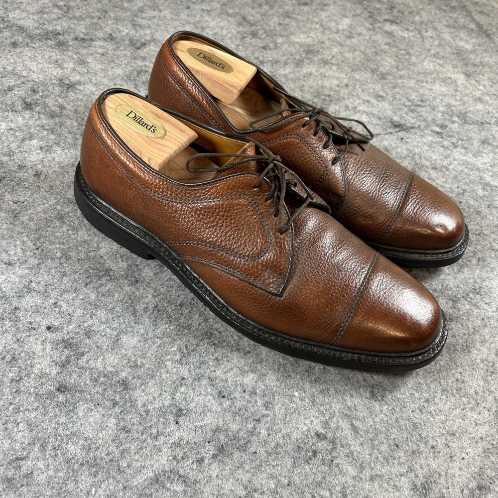 Allen Edmonds Becker Dress Shoes 9.5 D‎ Brown Pebbled Leather Cap Toe USA Made